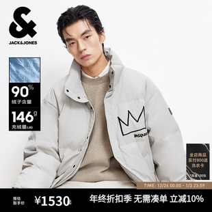 杰克琼斯秋冬季 羽绒服立领摁扣BSQ联名背后字母刺绣舒适潮 男装