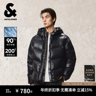 男装 杰克琼斯冬季 纯黑色高蓬松亮光宽松羽绒服外套 机能冰壳