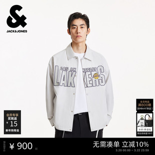 【NBA联名款湖人队】杰克琼斯男装春季夹克外套时尚宽松翻领