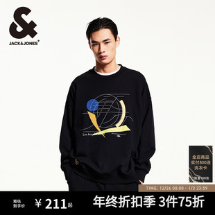 湖人队logo贴布纯棉篮球宽松卫衣 秋冬新款 杰克琼斯男装 NBA联名款