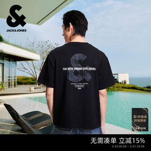 反光T恤 T恤打底衫 杰克琼斯男装 字母印花短袖 宽松 26年春夏新款
