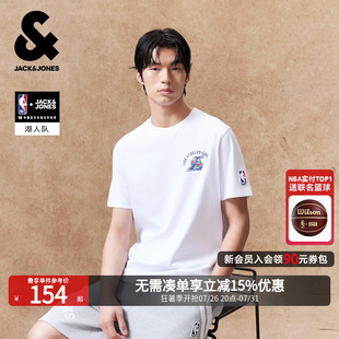 【NBA联名湖人队】杰克琼斯男装短袖T恤印花舒适百搭潮纯棉合体潮
