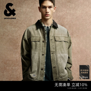 纯棉夹克复古水洗灯芯绒翻领宽松牛仔外套 新款 杰克琼斯男装 春季
