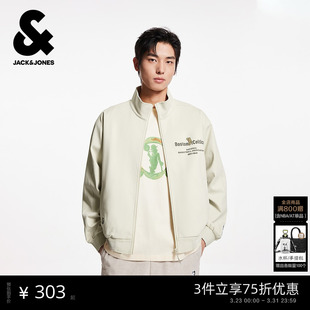 杰克琼斯NBA联名男装 凯尔特人队字母刺绣宽松立领夹克外套 春季