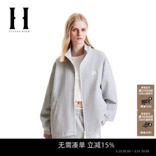 春季 卫衣外套上衣立领双开拉链可调节抽绳时尚 HIGH女装 SEASON