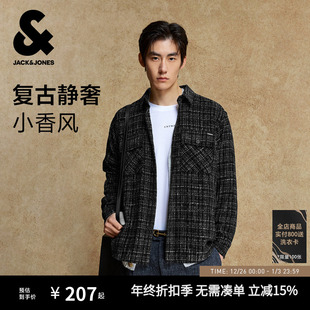 外套长袖 杰克琼斯男装 衬衫 新款 格子衬衣夹克小香风情侣痞帅潮 秋季