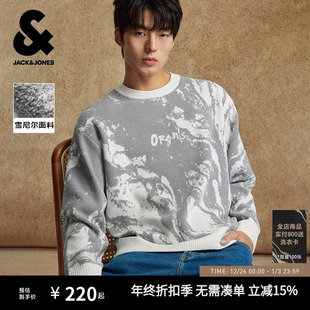 水墨风满印针织衫 新款 宽松字母提花毛衣 2025年秋季 杰克琼斯男装