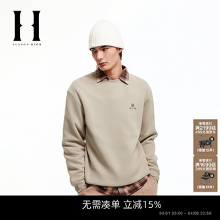 SEASON 春季 新款 精致字母刺绣休闲舒适宽松罗纹圆领卫衣 HIGH男装