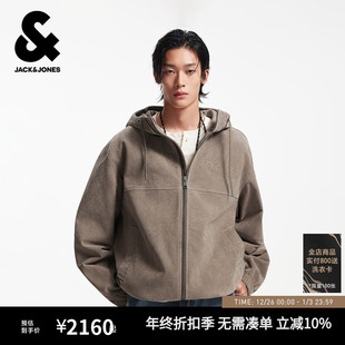 杰克琼斯男装 连帽皮衣夹克外套225310007潮流休闲潮 士男生秋冬季