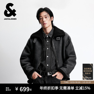 棉服百搭保暖日常通勤经典 新款 翻领毛领上衣外套 冬季 杰克琼斯男装