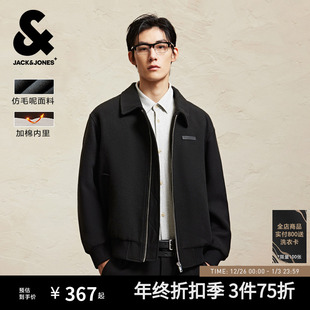 杰克琼斯男装 2024年秋冬保暖加棉内里翻领夹克静奢风棉服棉衣衣服
