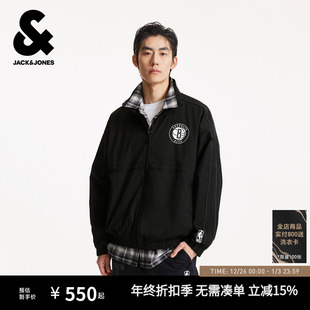 立体感胶印时尚 杰克琼斯NBA联名款 新款 秋季 宽松立领夹克外套 男装