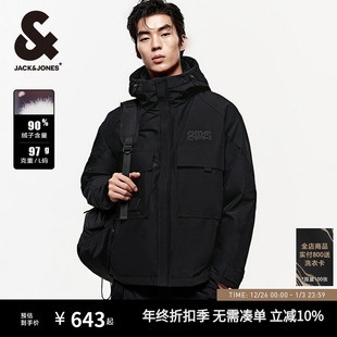潮流工装 时尚 风外套纯色宽松日常连帽羽绒服 秋冬新款 杰克琼斯男装