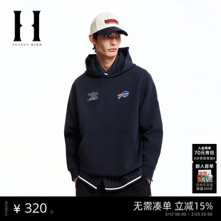 SEASON HIGH男装NEL联名款比尔队春季新款休闲宽松连帽套头卫衣