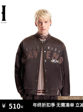 SEASONHIGH秋冬NFL联名巴尔的摩乌鸦队宽松棒球领羽绒服外套男装