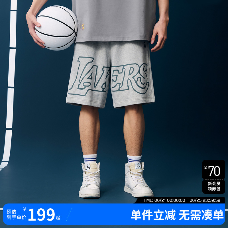 杰克琼斯夏季男士NBA联名湖人队时尚篮球运动印花短裤子