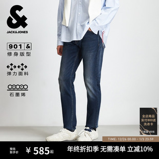 新款 简约猫须水洗长裤 弹力修身 杰克琼斯男装 子男款 冬季 裤 牛仔裤
