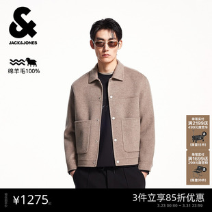毛呢大衣男装 质感纯羊毛外套短款 225427005 新款 杰克琼斯春季