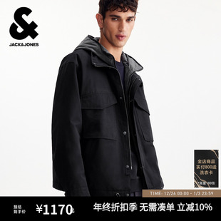 棉服宽松连帽立领棉衣外套假两件上衣 男装 杰克琼斯2026年春季 新款