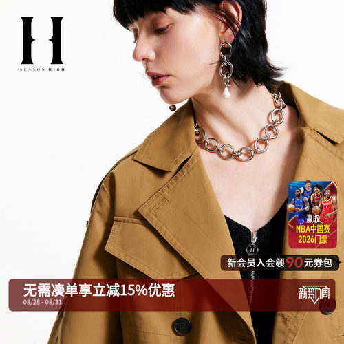 SEASONHIGH2平驳领外套双排扣