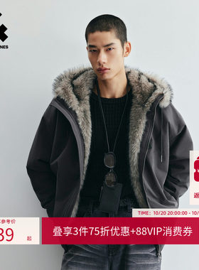 杰克琼斯秋冬男大毛领保暖棉服