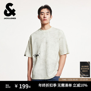百搭舒适休闲宽松字母扎染短袖 杰克琼斯秋季 T恤时尚 男装 上衣 新款