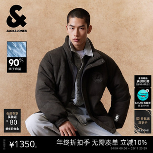 【NBA联名款湖人队】杰克琼斯男装春季羽绒服外套仿麂皮感磨毛