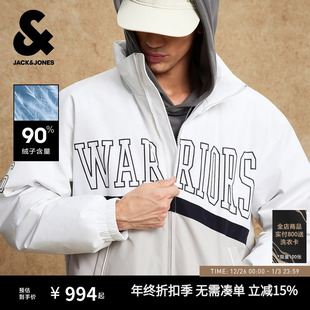 羽绒服立领拼色外套 冬季 杰克琼斯NBA联名勇士队2025年新款 男装