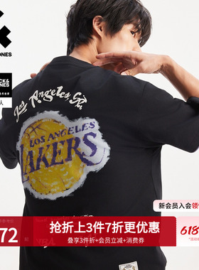 【NBA联名】杰克琼斯男装春夏新款湖人队印花短袖T恤宽松打底衫