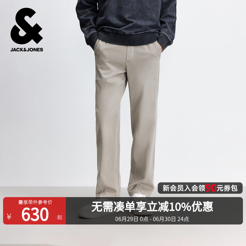 杰克琼斯男装裤春季新款贴布纯色抽绳腰长裤裤夏薄款男2261140