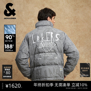 杰克琼斯NBA联名湖人队2025年新款男装冬季羽绒服立领运动风外套
