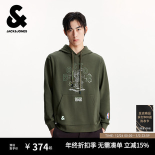 杰克琼斯NBA联名男装 宽松连帽刺绣卫衣225333012 卫衣秋冬2025新款