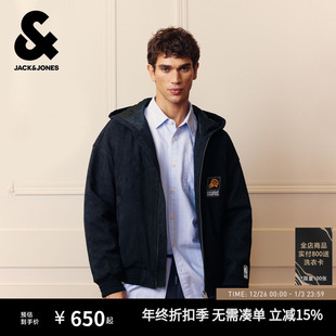 贴布连帽宽松保暖外套上衣 时尚 杰克琼斯NBA联名男装 棉服秋冬新款