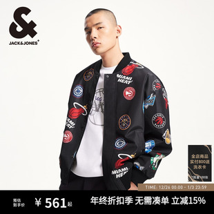 夹克外套男装 杰克琼斯秋季 出街潮篮球棒球领长袖 NBA联名时尚 新款