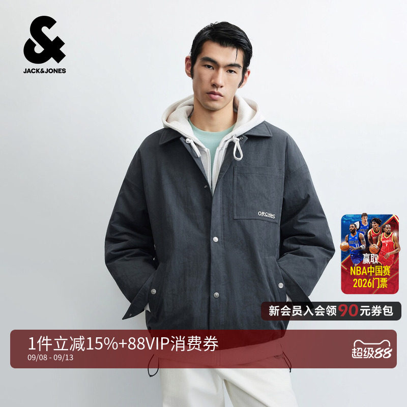 【星座系列】杰克琼斯秋冬男装新款羽绒服宽松翻领满印休闲外套