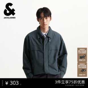 领长袖 杰克琼斯男装 风宽松夹克纯色宽松衬衫 工装 外套上衣 春季