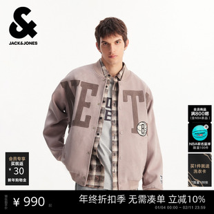 【NBA联名款篮网队】杰克琼斯男装春季夹克上衣精致刺绣潮宽松