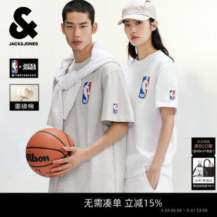 重磅纯棉宽松刺绣短袖 夏新款 杰克琼斯男装 T恤打底衫 NBA印花T