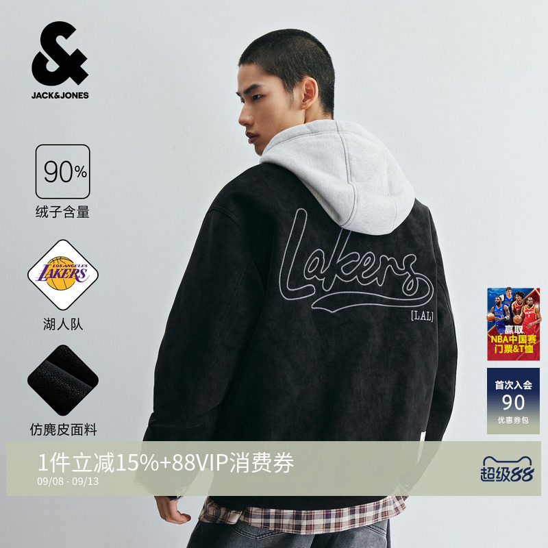 杰克琼斯湖人队男薄羽绒服复古