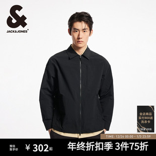 杰克琼斯男装 25年潮宽松翻领拉链单侧刺绣字母外套夹克上衣 春秋季