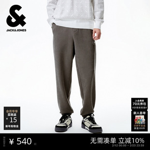 杰克琼斯男装春季新款卫裤运动舒适抽绳松紧腰头宽松束脚裤长裤子