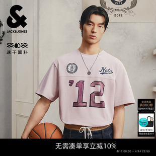 【复古回潮】杰克琼斯NBA联名篮网队夏季男装短袖T恤宽松精致刺绣