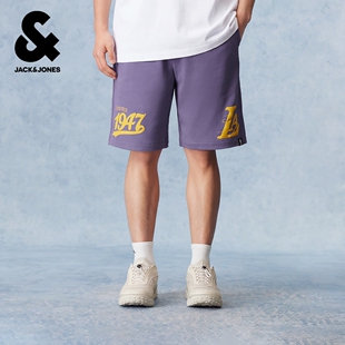 NBA联名款 休闲百搭字母印花装 湖人队 短裤 饰纯棉 杰克琼斯男装