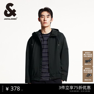 字母满印商务休闲25年宽松连帽潮夹克外套 新款 杰克琼斯男装 春秋季