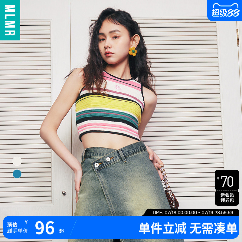 背心背心针织刺绣无袖甜辣风