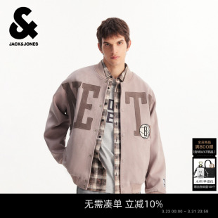 春季 杰克琼斯男装 篮网队 夹克上衣精致刺绣潮宽松 NBA联名款
