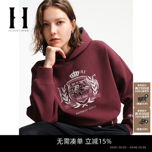 摩乌鸦队时尚 SEASON HIGH春季 NFL联名巴尔 舒适保暖连帽卫衣女装