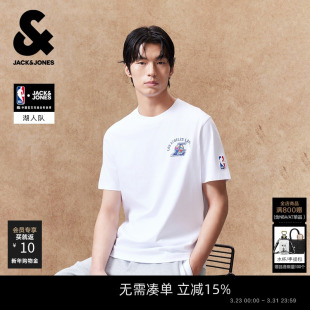 杰克琼斯NBA湖人队夏季 T恤联名印花宽松舒适百搭休闲上衣 短袖