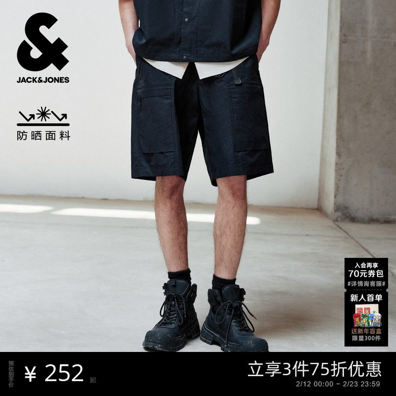 杰克琼斯秋季多口袋简约风舒适休闲百搭潮流时尚宽松基础短裤男装