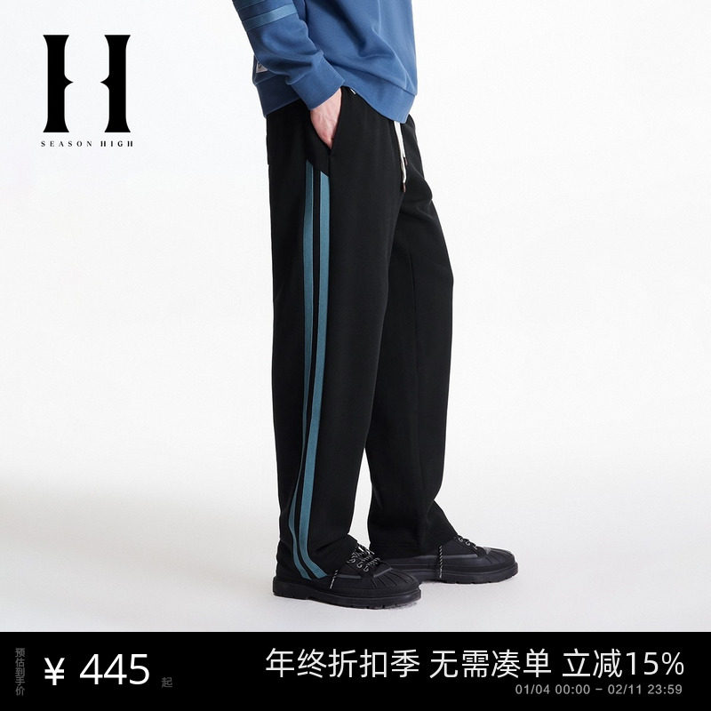 SEASON HIGH春男装休闲裤长裤子下装宽松条纹拼接舒适费城